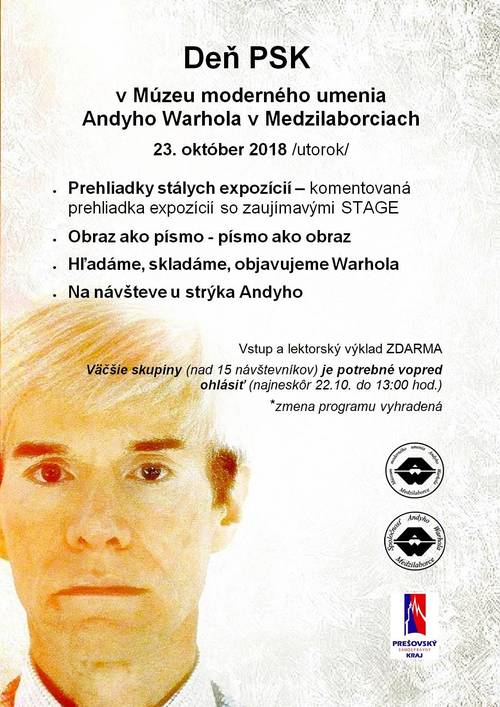 Plagát Deň PSK v Múzeu moderného umenia Andyho Warhola v Medzilaborciach