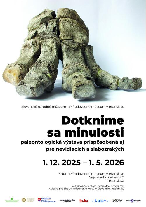 Plagát Dotknime sa minulosti: paleontologická výstava prispôsobená aj pre nevidiacich a slabozrakých