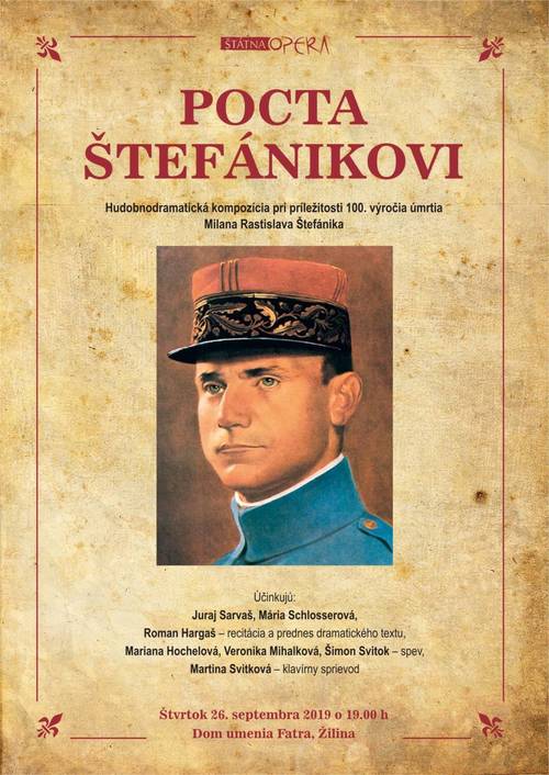 Plagát Pocta Štefánikovi v ŠKO Žilina
